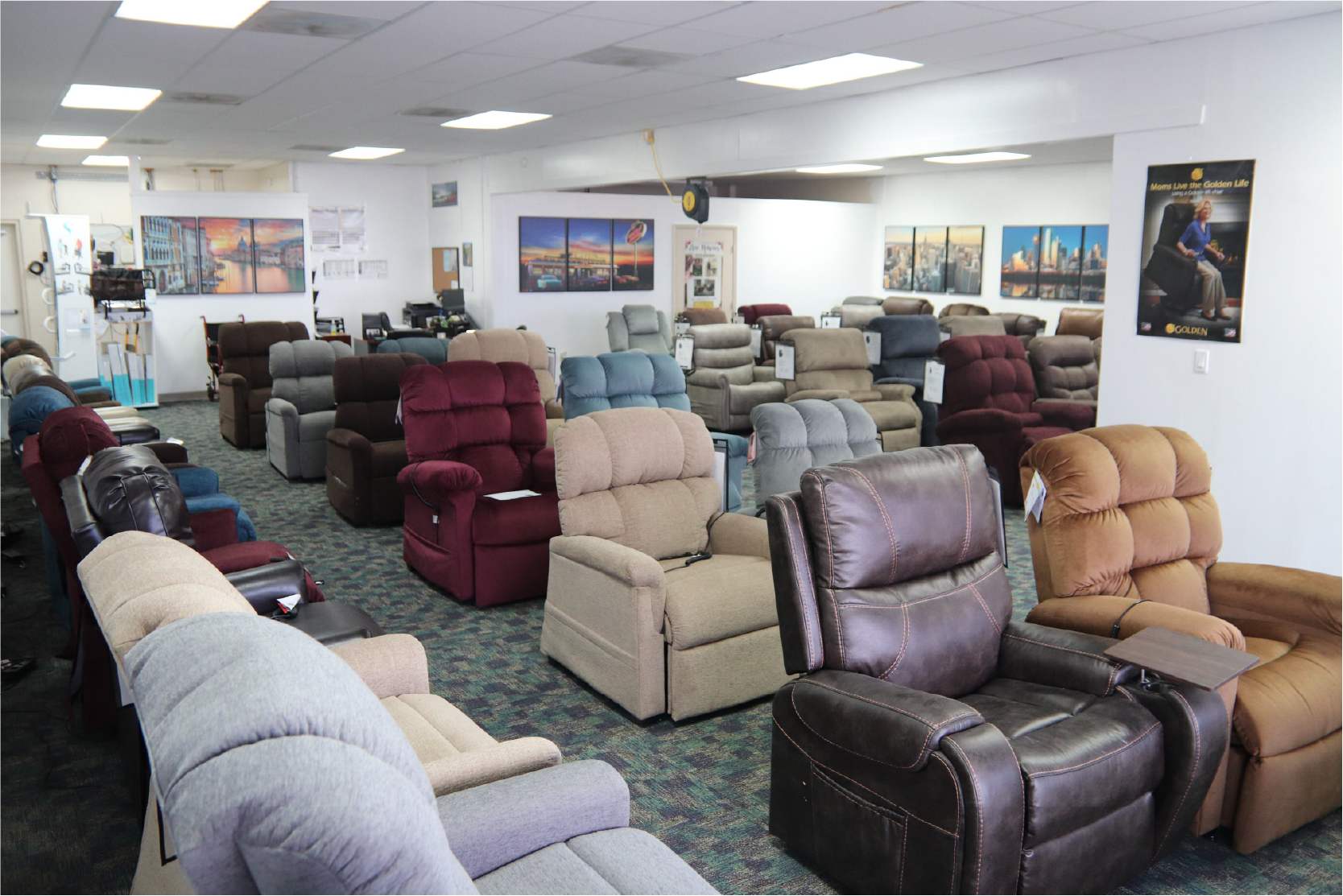 Inside of Palmetto Lift Chair Showroom.